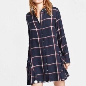 Zara Basic Denim Plaid Shirt